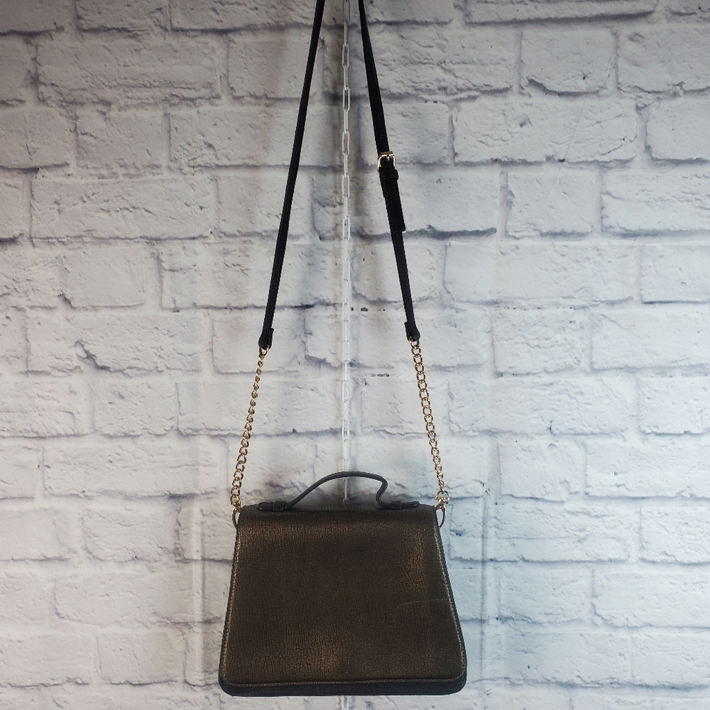 Cato Top Handle/Crossbody Bag, Black & Bronze